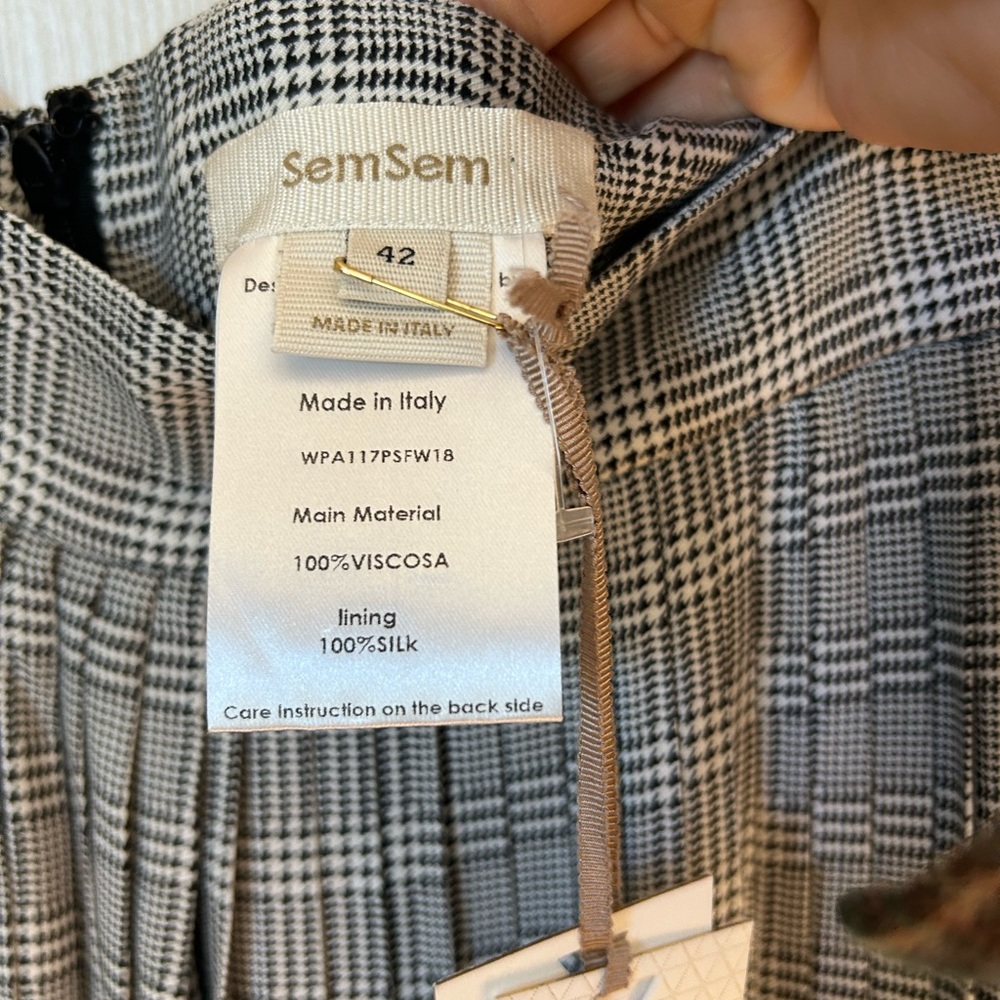 SemSem Wide Leg Black and White Houndstooth Pants